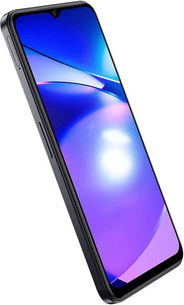 BLU F92e smartphone front view, displaying blue and purple gradient screen with light flare effect, black frame and bezel