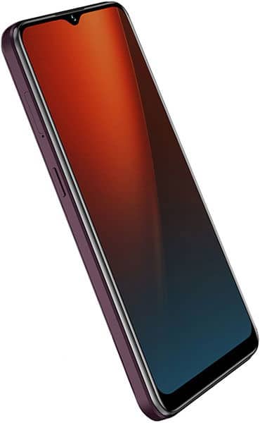 BLU G52L smartphone, front view, displaying gradient screen transitioning from orange to teal
