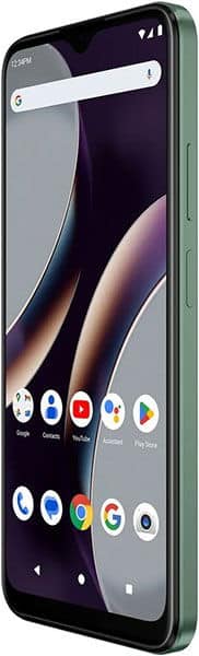 BLU G63 smartphone in green, displayed at front angle with screen on showing home screen and app icons