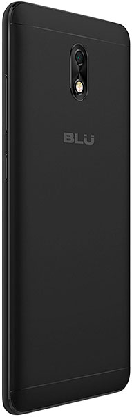 BLU Life One X3 smartphone, rear view, showing black finish and dual camera setup