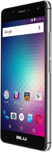 BLU R1 HD smartphone front view displaying home screen with Google search bar and app icons