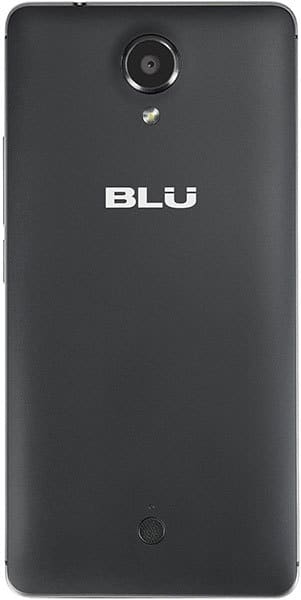 BLU R1 HD rear view showing dark gray back panel with camera and BLU logo