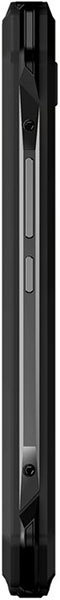 BLU Tank Xtreme 5.0 smartphone shown from the side, displaying its rugged black design with vertical ridged texture and reinforced edges
