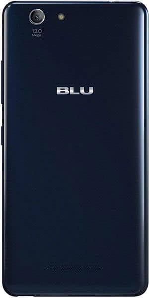 BLU Vivo XL rear view, dark blue back with camera and BLU logo visible
