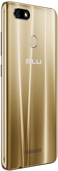 BLU Vivo XL3 rear view, gold finish with dual camera and fingerprint sensor