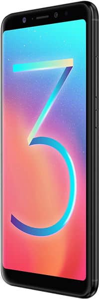 BLU Vivo XL3 Plus smartphone displayed front-angled, showing colorful gradient screen with large number 5 design