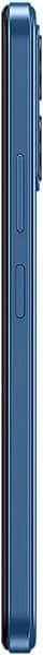 Boost Summit 5G smartphone side view, showing its slim blue profile with buttons and ports along the edge