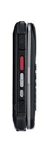 Casio Brigade G'zOne phone, side view, showing black ruggedized exterior with red accent button