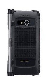 Casio Brigade G'zOne rear view, showing rugged black casing with textured surface and metallic trim