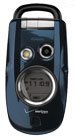 Casio G'zOne Type-S front view, a rugged blue and black flip phone with circular speaker grille and control buttons