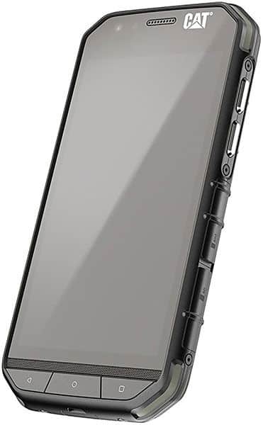 CAT S31 rugged smartphone, front view, with dark gray casing and physical buttons along the sides