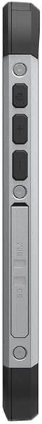 CAT S40 rugged smartphone, front view, showing dark screen and button layout along spine