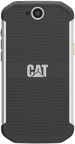 CAT S40 rugged smartphone, rear view, showing black textured back with CAT logo and rear camera