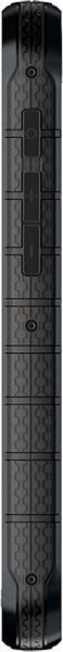 Side view of the CAT S41 smartphone showing textured grip, exposed screws, and multiple side buttons on a rugged black frame.