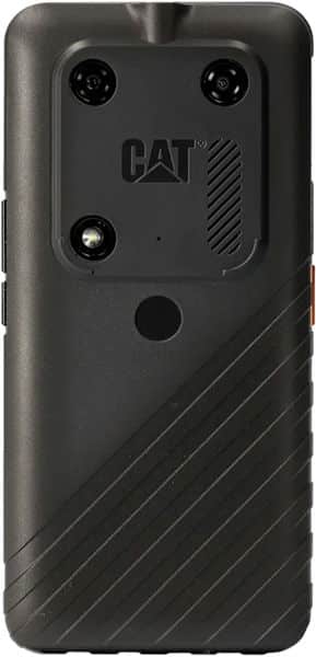 Cat S53 smartphone, rear view, showing dual camera setup and CAT branding on black textured back panel