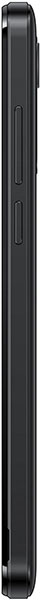 Consumer Cellular Iris Connect phone viewed from the side, showing its slim black profile and vertical button arrangement
