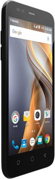 Coolpad Catalyst smartphone displayed front-on, showing home screen with Google search bar and app icons