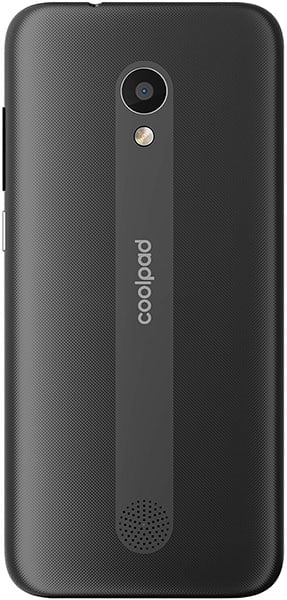 Coolpad Legacy S rear view, black phone with camera and speaker visible