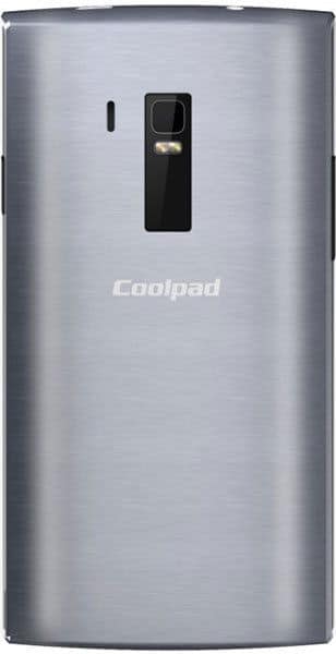 Coolpad Rogue rear view showing silver back panel with camera lens and branding