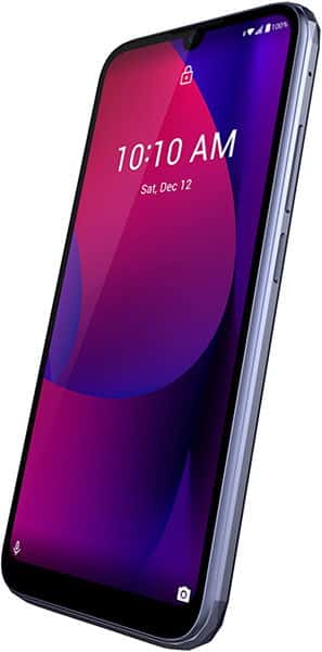 Coolpad Suva front view, displaying purple gradient lock screen with time 10:10 AM and date Sat Dec 12