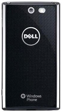 Dell Venue Pro rear view, black textured back with Dell logo and Windows Phone branding