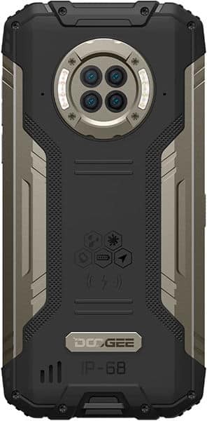 Rear view of Doogee S96 GT rugged smartphone with metallic and black back, quad cameras in a circular module, and LED ring light.