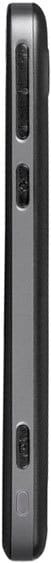 Side view of black Doro Liberto 820 smartphone highlighting three side buttons and a port on the edge.