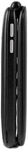 Doro Primo 805 flip phone, front view, closed position, black exterior with silver accent strip