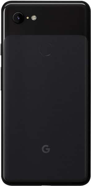 Google Pixel 3 XL rear view, black phone with single camera lens and fingerprint sensor visible