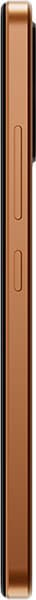 HMD Pulse+ smartphone, side view, showing thin profile with brown/copper-colored frame and dark display edge