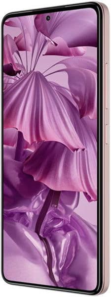 HMD Pulse smartphone front view with purple abstract wallpaper on display screen