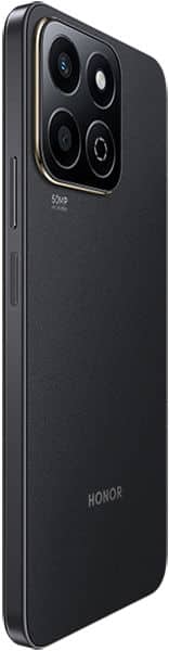 Honor 200 Smart rear view, black phone with quad camera module and metallic frame
