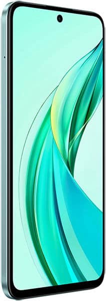 Honor 90 Smart front view with turquoise wallpaper on display screen