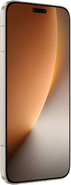 Honor Magic 8 Pro front view with curved display showing abstract golden-brown gradient wallpaper and notch cutout