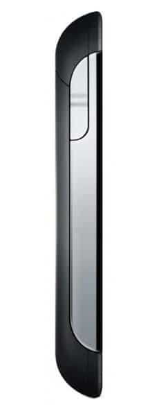 HP iPAQ Glisten front view, tall black device with silver touchscreen display and curved edges
