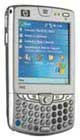 HP iPAQ hw6515 handheld device, front view, with screen displaying Windows interface and QWERTY keyboard below