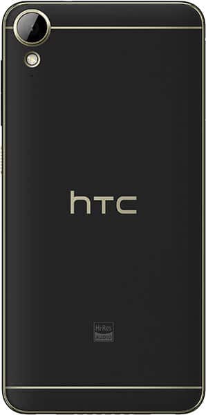 HTC Desire 10 Lifestyle rear view, black phone with metallic trim and camera lens visible