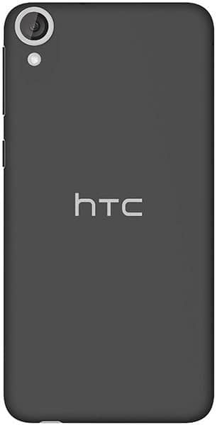 HTC Desire 820 rear view, showing dark gray back panel with camera and HTC logo