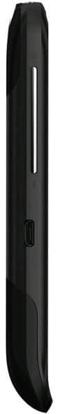 HTC Desire S side profile showing black smartphone with curved edges and control buttons