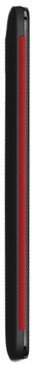 HTC Droid DNA, side view, black phone with red stripe