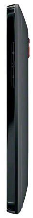 HTC EVO 4G side view, showing the sleek black device with curved edges and volume controls on the side