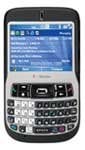 HTC Excalibur S621 front view, a black smartphone with QWERTY keyboard and blue screen display