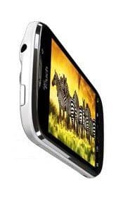 HTC Panache smartphone shown from the side with screen on, displaying a golden landscape scene