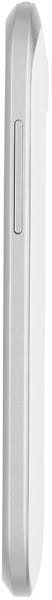 HTC One VX smartphone in white, shown from the side with a single button on the left edge.