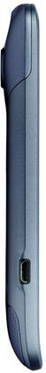 HTC Titan II smartphone, side view, showing the blue-gray device's curved edge and profile