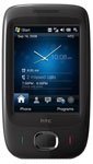 HTC Touch Viva smartphone, front view, with black casing and blue-lit screen displaying home interface