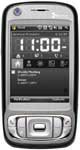 HTC TyTN II front view showing silver clamshell phone with numeric keypad and screen displaying time