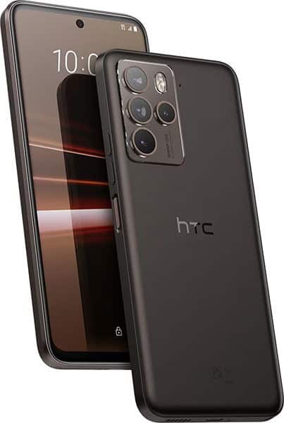 HTC U23 Pro rear and front views, black phone showing quad-camera setup and display
