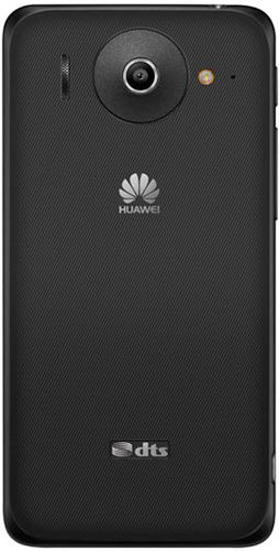 Huawei Ascend G510 rear view, black textured back with camera and LED flash centered above Huawei logo