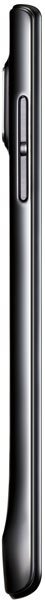 Huawei Ascend P1 smartphone, side view, showing black curved body with power button and volume controls